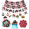 thumbnail image 2 of Decoración de fiesta de cumpleaños para niños, pancarta de pirata, globo de calavera pirata, decoración temática de pirata caribeño, 2 of 5