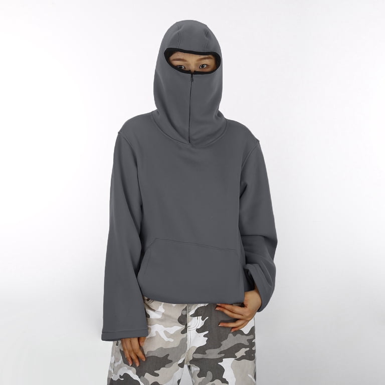 Hpapadks Girl's Balaclava Hoodie Oversized Half Zipper Jacket