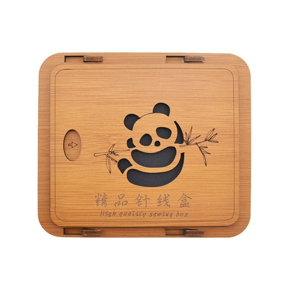 Soimiss 1Pc Portable Wood Sewing Needle Container with Light Brown Finish for Travel Use