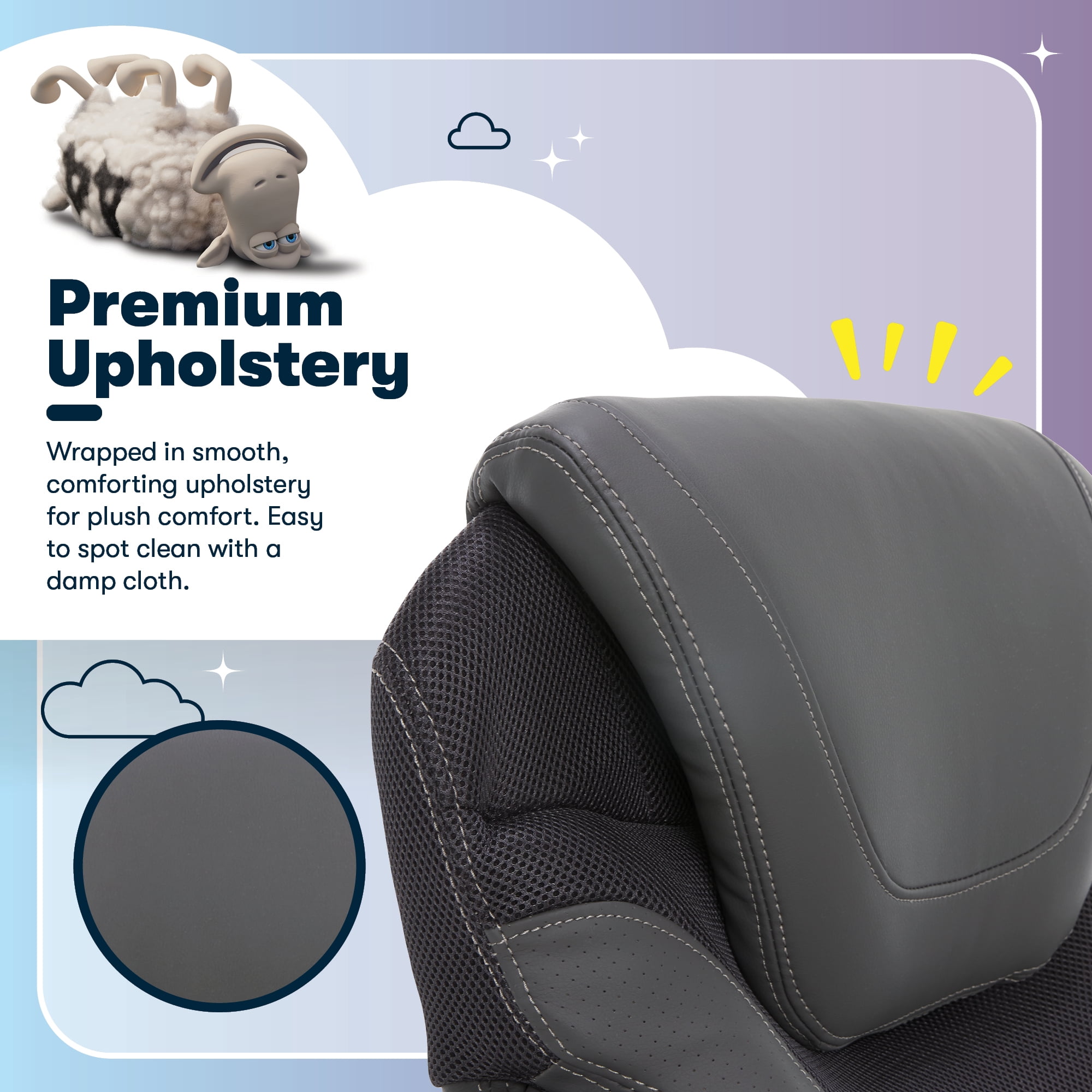 Serta Bryce Executive Office Chair, Ergonomic Computer Desk Chair with Patented AIR Lumbar Technology - Adjustable Height, Memory Foam Body Pillows, 360° Swivel Rolling Base, Bonded Leather, Gray