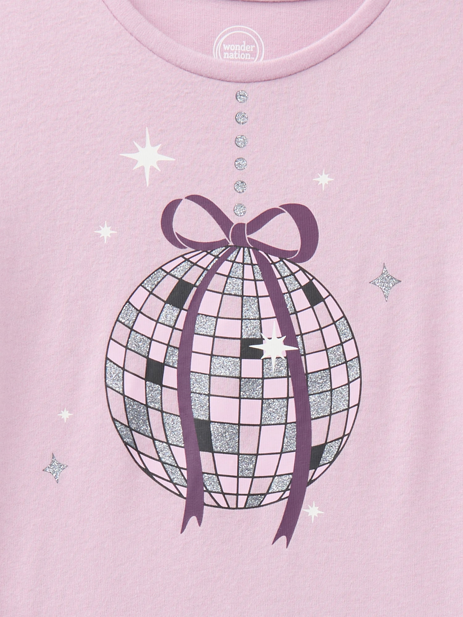 Wonder Nation Girls Gathered Shoulder Tee with Long Sleeves, Sizes 4-10