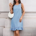 thumbnail image 6 of Ovbmpzd Ruffle Casual Summer Dresses for Women Jean Light Blue Mini Shift Dresses Sleeveless Casual Crew Neck Dresses Casual Dresses,XL, 6 of 6
