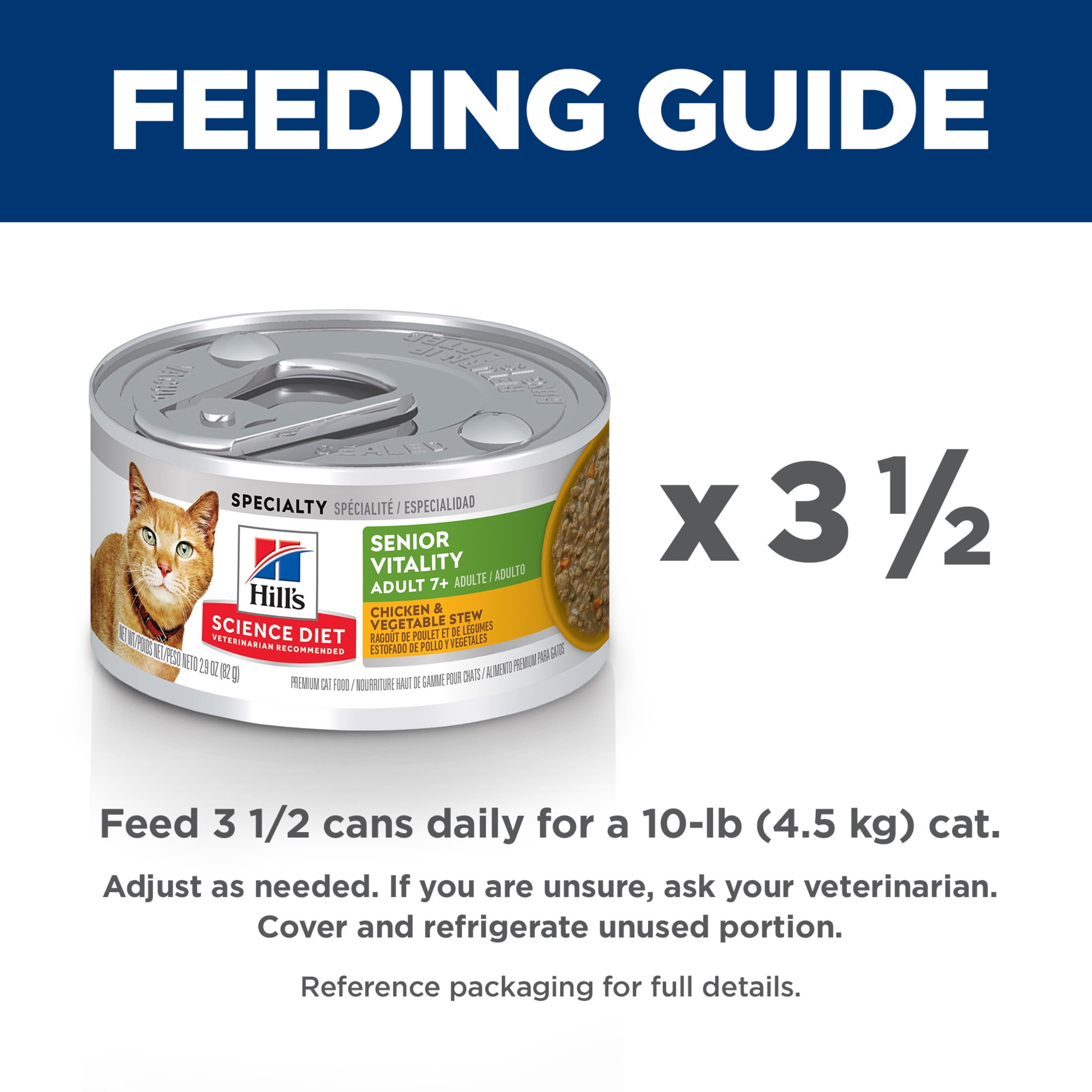 Hill's Science Diet 7+ Senior Vitality Chicken & Vegetable Stew Wet Cat Food, 2.9oz Can 24pk
