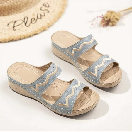 

EQWLJWE Women s Wedge Heel Flip Flops Multicolor Embroidered Sandals Slippers Women s Slippers Holiday Clearance