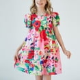 thumbnail image 2 of Hrsba Kids Summer Dress,Summer New Fashionable Printed Dress For Girls Super Flower Sweet Short Sleeved Princess Skirt ,Casual Sleeveless Dress for Girls,Pink ,6 Years, 2 of 5