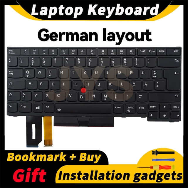 Laptop Replacement Keyboard for Lenovo ThinkPad E480 E490 L380 R480 T480S L490 T490 With backlight US/UK/Spanish/French layout DE backlit