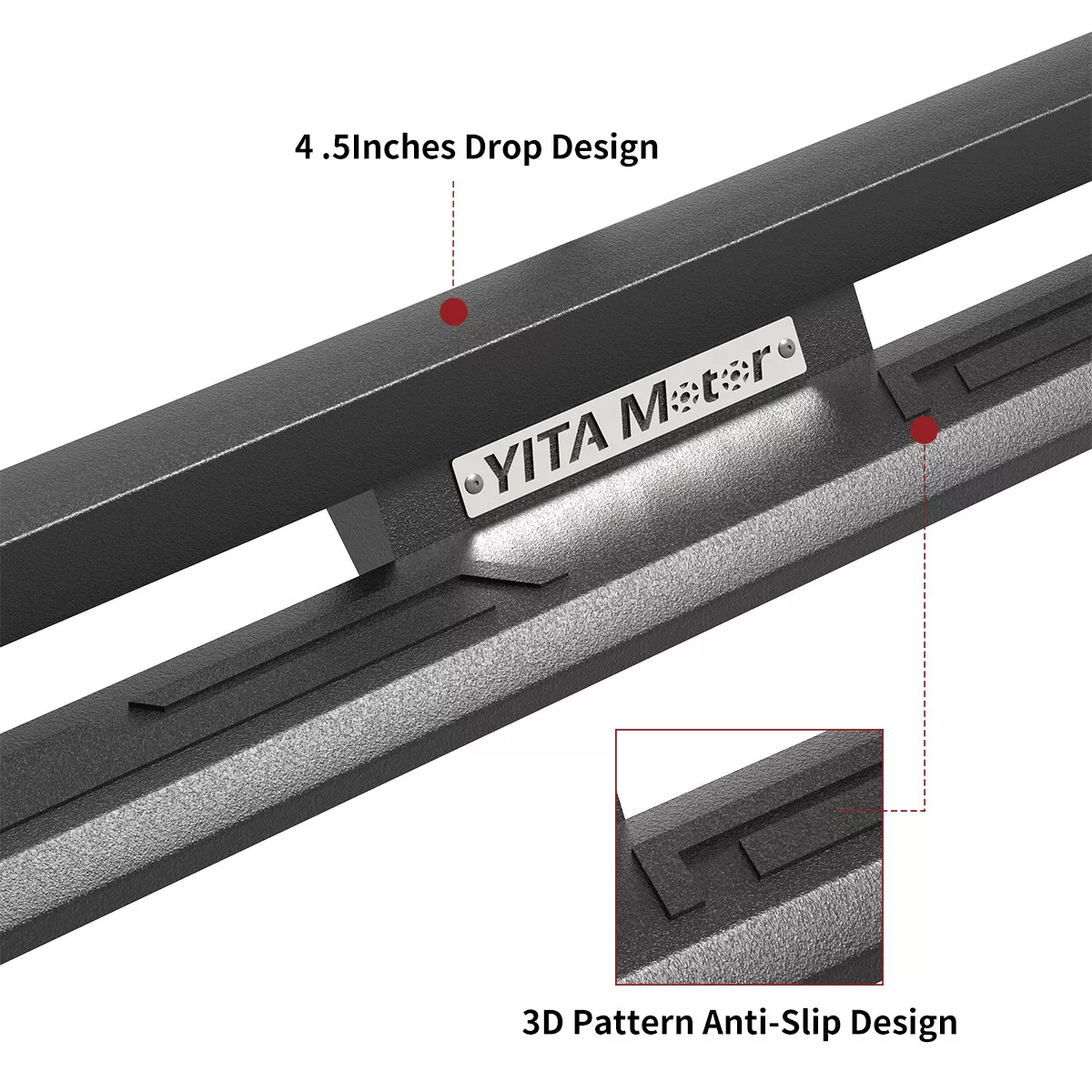 RVNI Running Board for 2020-2023 2024 Jeep Gladiator JT 4 Door Steel Drop Off-Road Side Step Bars Powder