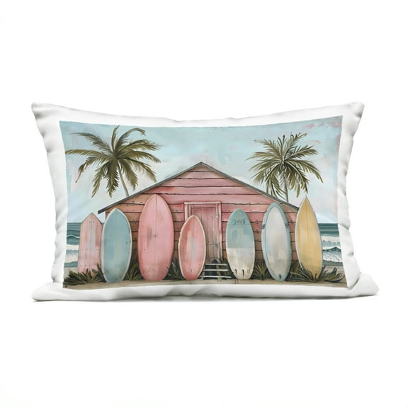 Stupell Industries Pastel Boards Against Cabin Outdoor Printed Pillow design by LSR Design Studio, 14 x 7 x 20