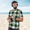 thumbnail image 4 of Wukai Green White Lumberjack Plaid Print Men's Short-Sleeved Mesh T-Shirt,Quick-Dry Short Sleeve Workout T-Shirt-6X-Large, 4 of 8