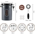 thumbnail image 5 of 1800ML Airtight Coffee Canister with Date Tracker&Transparent Window, 22.8OZ Coffee Container with 30ML Measure Spoon&4 co2 Valve, Coffee Bean Storage Container for Grounds Coffee, Beans, Tea(Gray), 5 of 15
