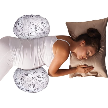 Boppy Side Sleeper Pregnancy Pillow with Removable Jersey Pillow Cover, Gray Falling Leaves