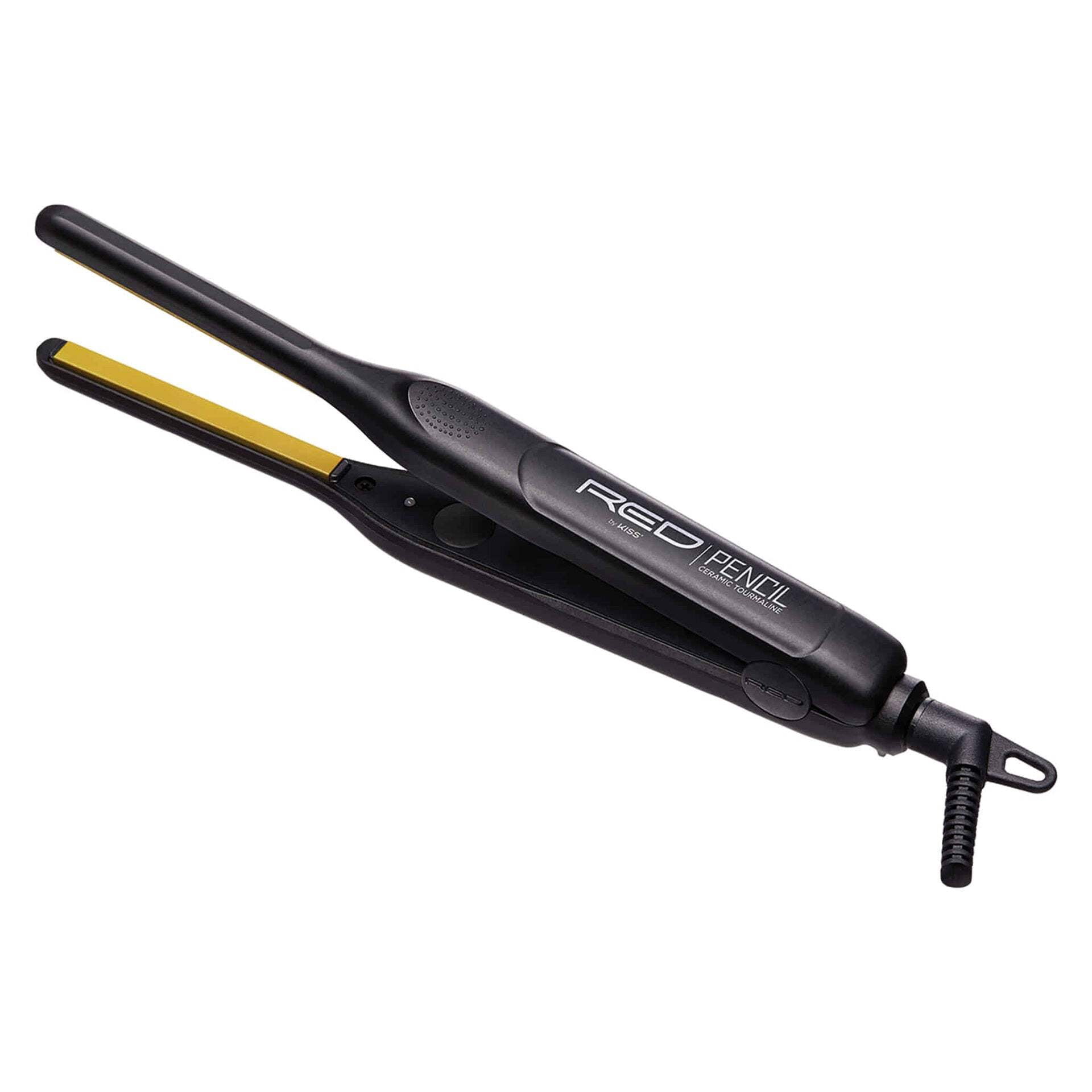 RED by KISS 0.3 Inch Pencil Flat Iron with Ceramic Tourmaline, Hair Straightener for Thin and Short Hair Edge Styling, Even Heat Distribution with Fast Heat Up 450° F Max Temperature, Black