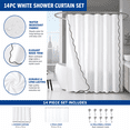 thumbnail image 2 of Mainstays 14 Piece Black and White Scallop Shower Curtain Set – 72" x 72" Faux Linen Fabric, Waterproof PEVA Liner & Metal Hooks, Machine Washable, 2 of 12