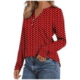 thumbnail image 6 of Besolor Women's Long Sleeve Shirts Trendy Polka Dots V Neck Button Tunic Tops Going out Dressy Blouses, 6 of 8