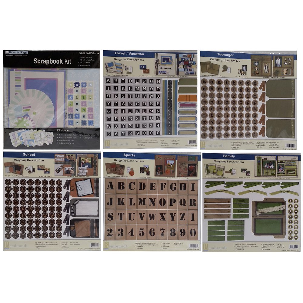 Remember When Solid and Patterns Scrapbook Kit Paper and 5 more