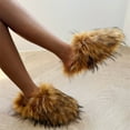 thumbnail image 2 of Women's Winter Fuzzy Slippers Plus Size Woman Luxury Furry Faux Fur Slippers Plush Warm Home Cotton Shoes Indoor Fur Slides (Pink Fox,280(25.5cm)), 2 of 7
