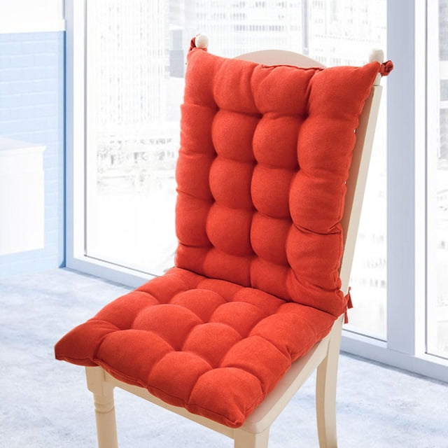 Cojín para silla de comedor, cojín para silla, respaldo alto de poliéster con lazos, cojín para asiento, cojín para mecedora para comedor interior Naranja