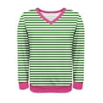 thumbnail image 6 of Horkkom Long Sleeve Shirts for Women, V Neck Striped Shirt, Spring Loose Casual Tops XXL, 6 of 7