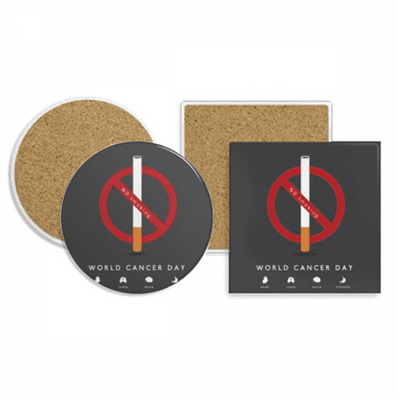 

Logo World Cancer Day No Smoking Coaster Cup Mug Holder Absorbent Stone Cork Base Set