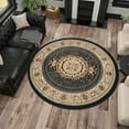 thumbnail image 7 of Sensation Traditional 5' Round Black and Beige Polypropylene Indoor Area Rug, 7 of 7