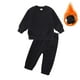 thumbnail image 1 of Sudadera Para Niños Pequeños Niñas Niños Otoño Invierno Manga Larga Blusas Con Cuello Redondo Pantalones Casuales Traje De Bebé Negro Odeerbi  LM103-8135, 1 of 4
