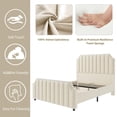 thumbnail image 3 of Bed Frame, Upholstered Bed Frame with Headboard and Footboard, Queen Size Bed Frame with Strong Wooden Slats Support, No Box Spring Required, 3 of 8