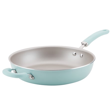 Rachael Ray Create Delicious Aluminum Nonstick Deep Frying Pan  12.5-Inch  Light Blue Shimmer