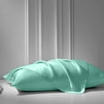 thumbnail image 4 of Cloud Fino Luxurious Satin Bed Sheets Aqua Blue Silk Sheets Full 15 " Deep Pocket Pillowcases Sheet, 4-Piece, 4 of 6