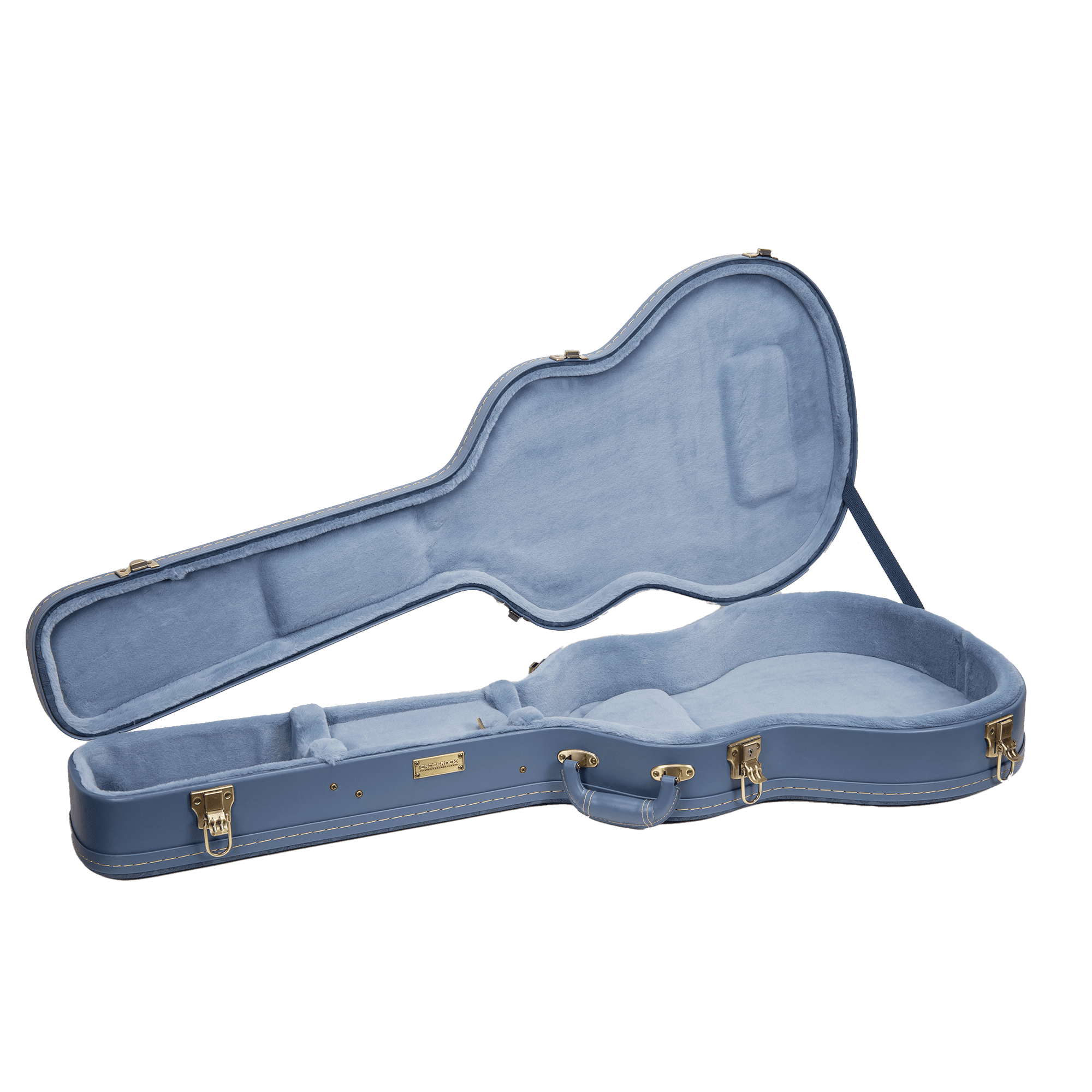 Crossrock Relief Series - Premium Wooden Case for 335 Style 6-string Semi-Hollow Electric Guitars, featuring a Highly Textured Surface and Mink Imitation Fleece Interior - Smoke Blue