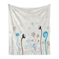 thumbnail image 1 of Winter Soft Flannel Fleece Throw Blanket, Seasonal Flowers Snowflakes Hand Drawn Style Abstract Blossoms, Cozy Plush for Indoor and Outdoor Use, 60" x 80", Blue Brown White, by Ambesonne, 1 of 6
