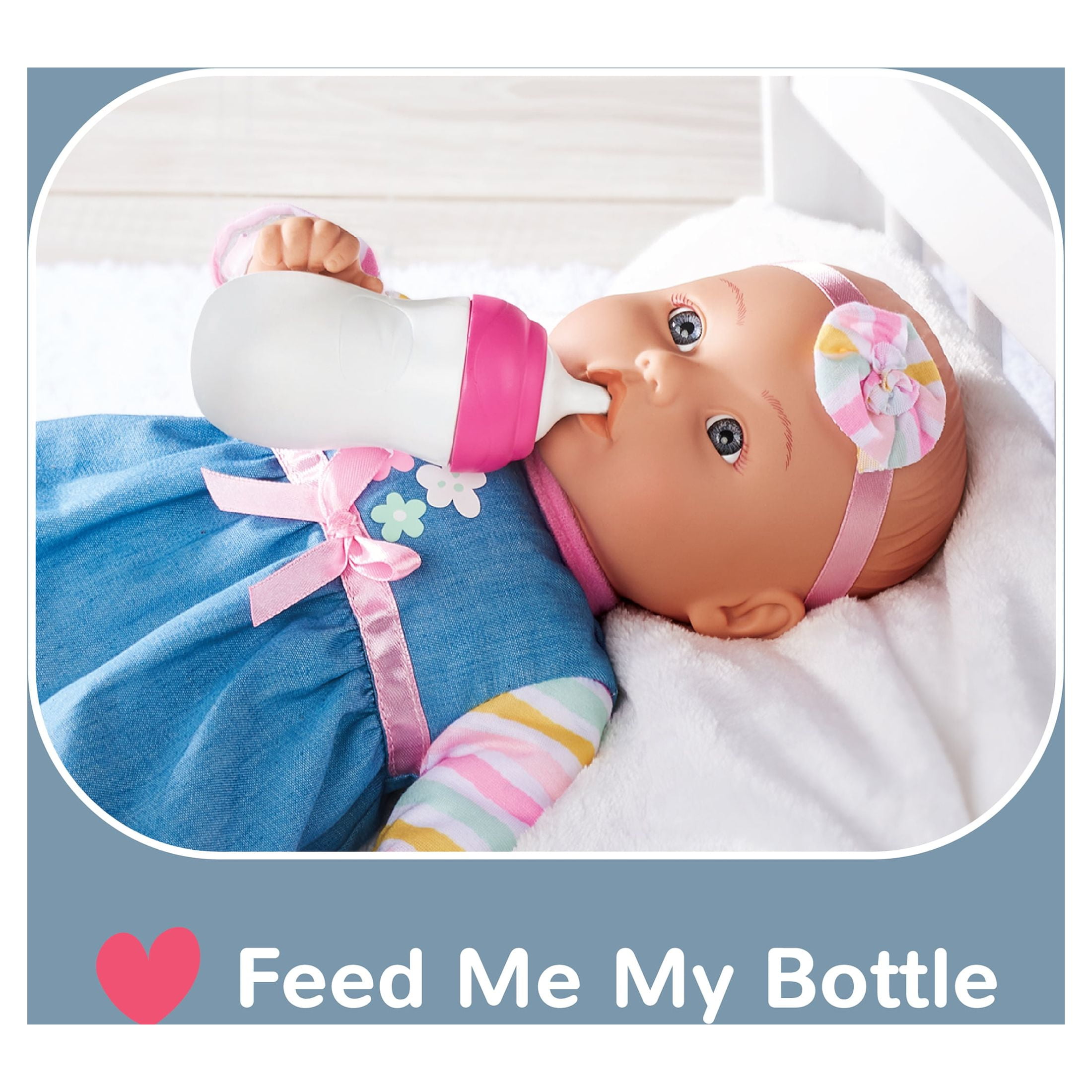 My Sweet Love Snuggle & Feed Time 12.5-Inch Baby Doll with Blue Outfit