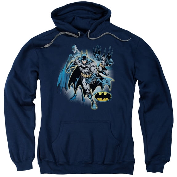 JLA Justice League Batman Collage Adult Pullover Hoodie Sweatshirt Navy