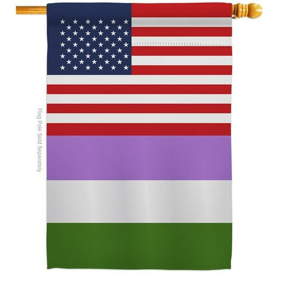 Americana Home & Garden H148034-BO US Genderqueer Pride Support 28 x 40 in. Double-Sided Decorative Vertical House Flags for Decoration Banner Garden Yard Gift