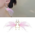 thumbnail image 2 of Gieenan Stylish Flamingo Studs Earrings Feathers Detailing Alloy Fashion Accessory, 2 of 10