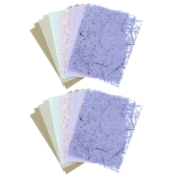 Uxcell 32 Sheets Textured Scrapbook Paper, Mixed Special Paper Mesh Fabric Assorted Set for Scrapbooking Junk Journal Card DIY Materials Collage Card Embellishments Supplies, Purple/Yellow