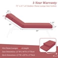 thumbnail image 5 of Pakunoda Chaise Lounge Cushions Set of 2, 72" x 21" x 4" Outdoor High-Density Foam Patio Furniture Lounger Replacement Cushions with Zipper Ties Water-Resistant for Pool, Fuchsiared, 5 of 7