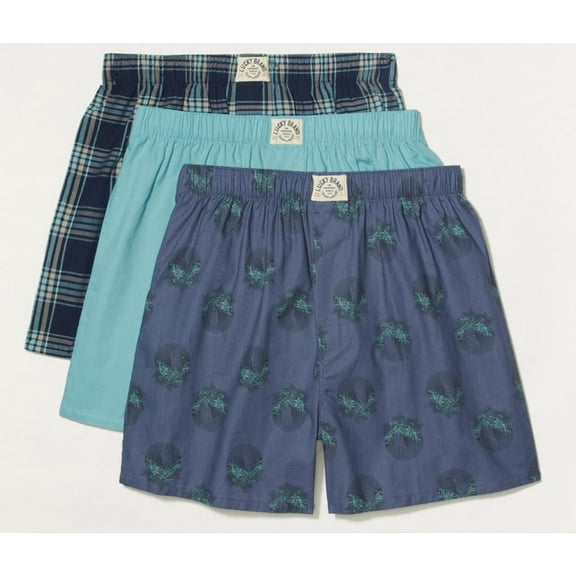 LUCKY BRAND MEN WOVEN X3 - 223 AQUA PLAID SMALL - UNDERWEAR 3 PACK BOXER P280