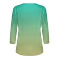 thumbnail image 4 of Plus Size Tops Women's Gradient Print V Neck Button Up 3/4 Sleeve T Shirt for Spring and Fall Casual Daily Fashion Blouse, 4 of 4