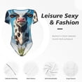 thumbnail image 6 of Rateoe Cute Daisy Cow A Printed Women Rash Guard Short Sleeve,Tummy control Swimsuit Surfing Swimsuit Bathing Suit Short-sleeved Onesie UPF 50+, 6 of 6