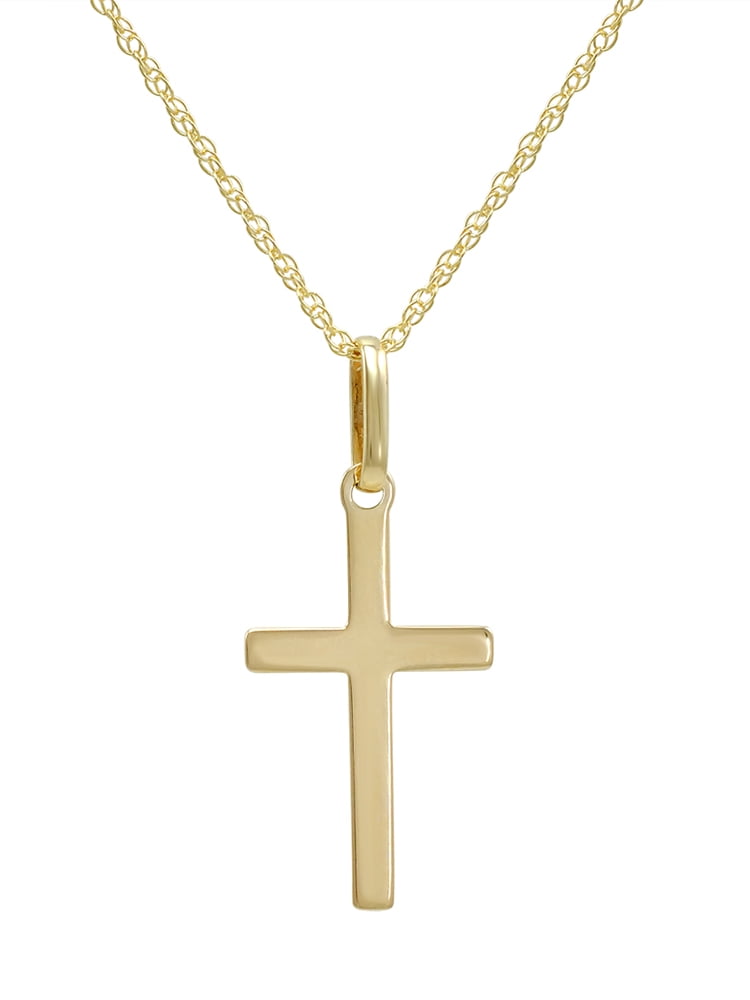 14K Yellow Gold Cross Pendant Necklace 