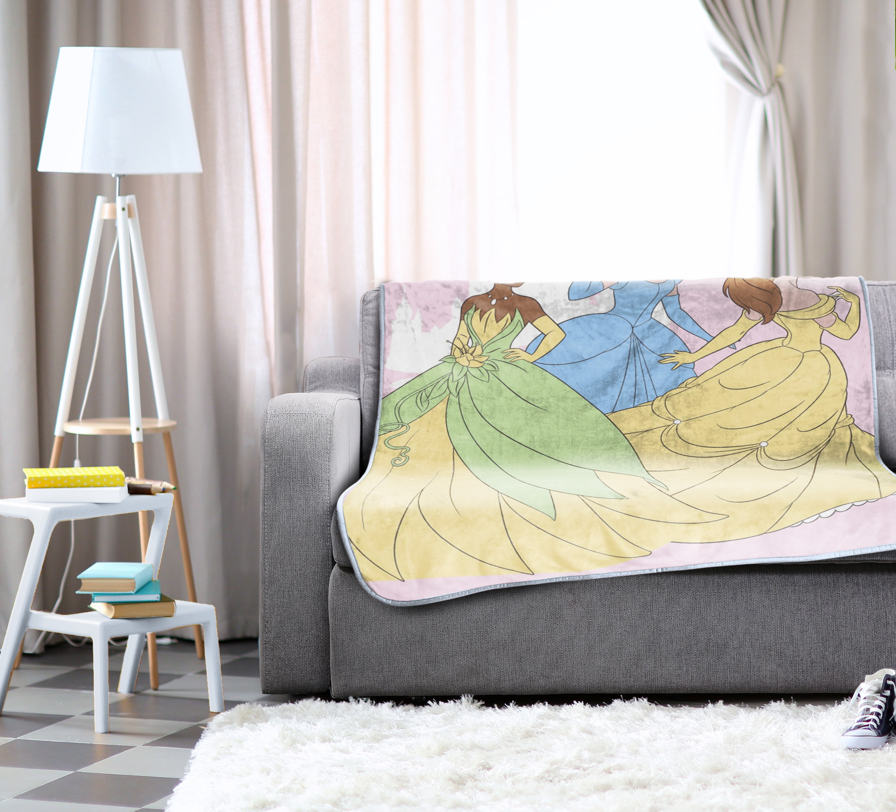Princess Floral Gardens 46" x 60" Coral Fleece Throw, Polyester, Pink, Disney