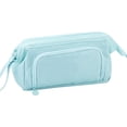 thumbnail image 1 of Trousse à Crayons Esthétique Multi-Compartiments en Toile Surdimensionnée, Imperméable, Poignée Portable, Fermeture Éclair, pour Bureau, École, Adolescents, Adultes, Bleu, 1 of 5