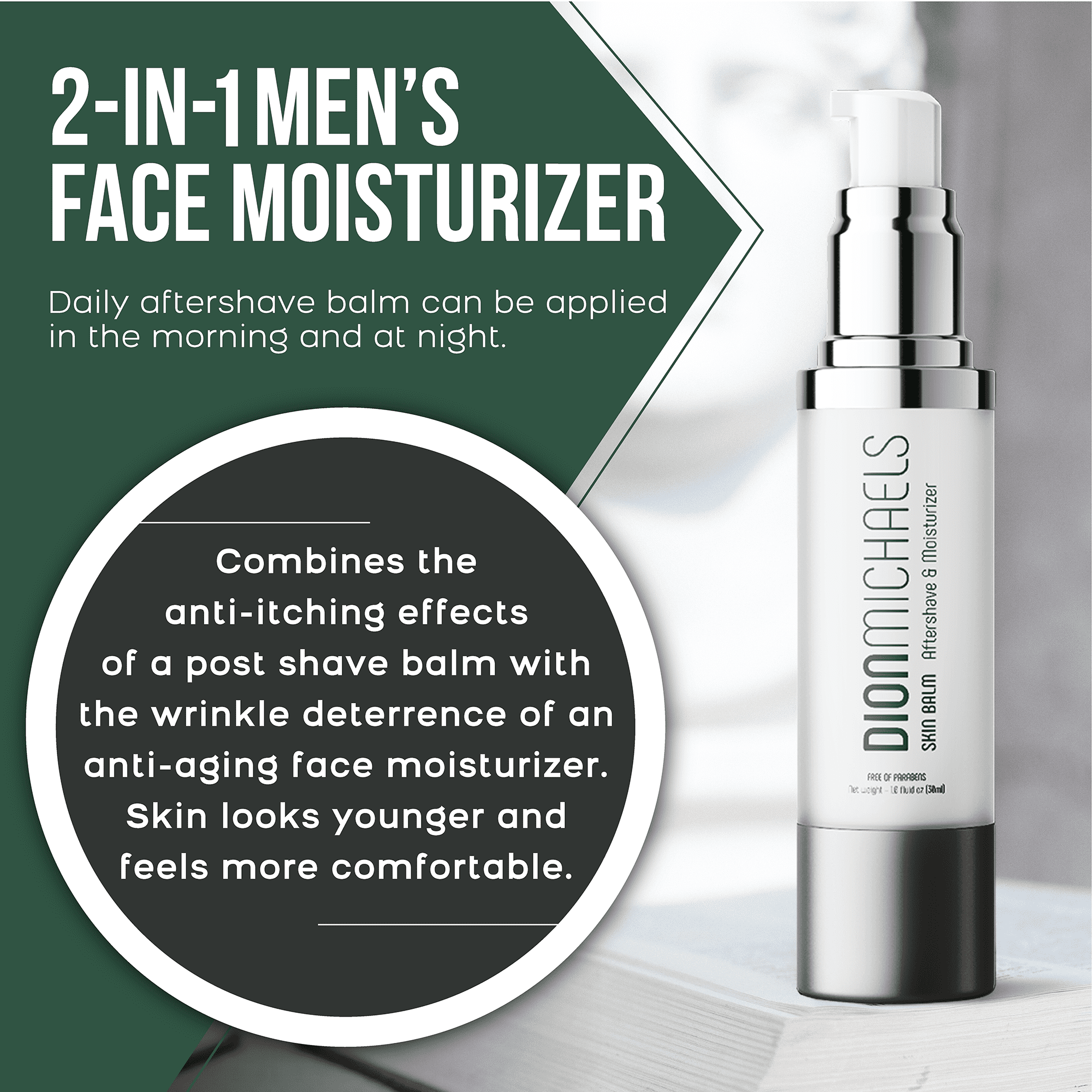 Beard Conditioner and Face Moisturizer Set – (grooming cream face cleanser and skin balm aftershave lotion)  - Dion Michaels - Men Skin Care - 118ml/4oz