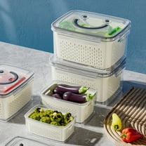 Large Food Storage Container with Draining Basket | 2500ml 87.99oz Capacity | Airtight Leakproof Plastic Fresh-Keeping Box | Refrigerator Organizer for Fruit, Vegetables, Snacks, Meal Prep, Colander