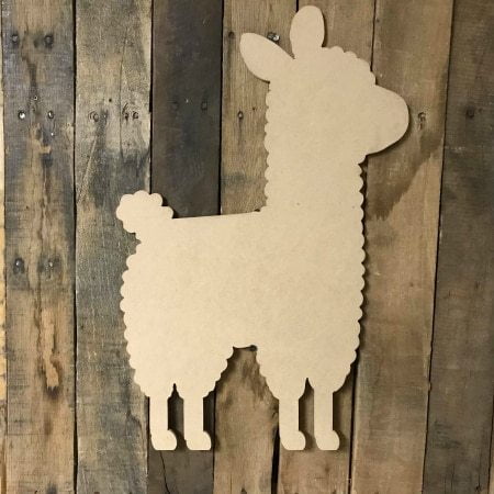 Llama 2 Wooden Shape Paintable Wooden MDF