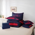 thumbnail image 5 of Homewish Cartoon Baseball Athlete Bedding Comforter Set 7pcs for Kids, Cartoon Ball Gaming Queen Bedding Sets, Navy Red Stripes Reversible Queen Sheet Sets, Luxury Bedroom Decor, 5 of 7