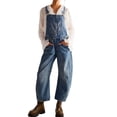 thumbnail image 2 of sicmoss Women's Blue Y2K Baggy Wide Leg Bib Overalls Adjustable Strap with Pockets, 2 of 6