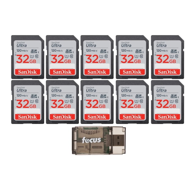 Tarjeta de memoria SanDisk Ultra UHS-I SDXC de 32 GB (paquete de 10) con lector