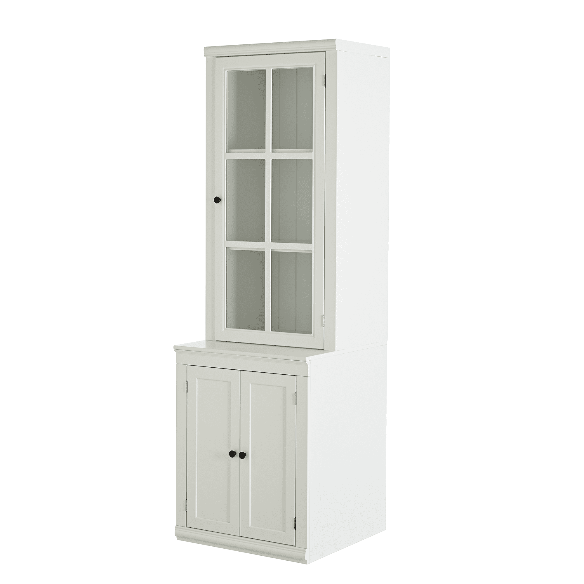 75" Tall Pantry Cabinet, Modern Kitchen Hutch with Glass Door, Adjustable Shelves, Countertop, Wood Buffet Cabinet, Cupboard for Living Room, Hallway