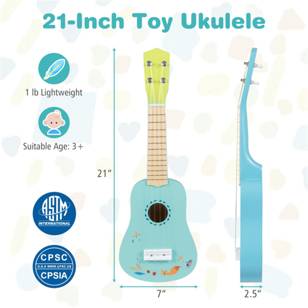 imerelez 21-Inch Kids Ukulele - Lightweight Compact Design, Premium Basswood Body with Nylon Strings (Light Blue)